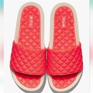 Quilted Coral Slide Sandals - Women's Comfortable Slip-On